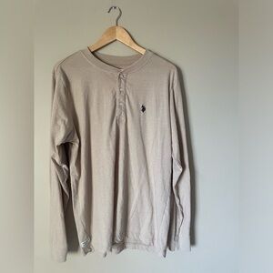 U.S. Polo Assn. Beige Long Sleeve Henley Shirt size L